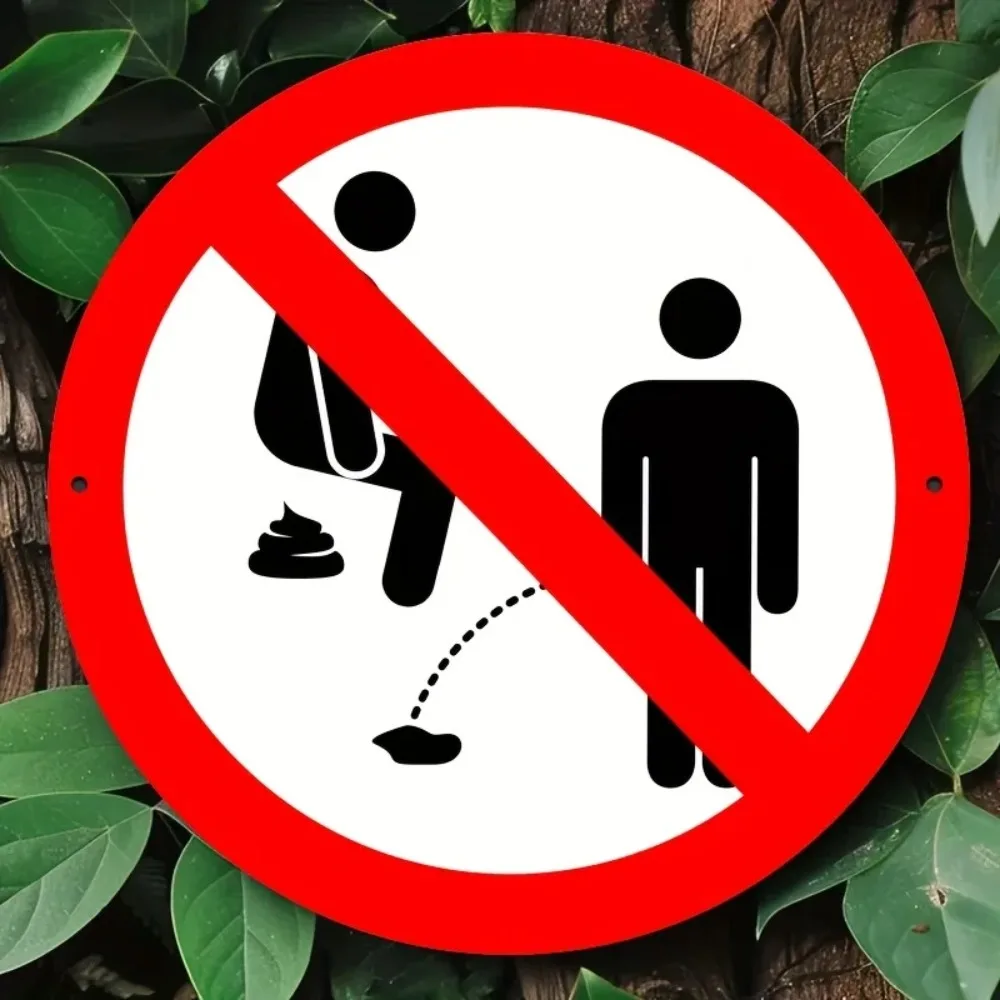 Thickened No Littering No Urinating Sign – Public Restroom Warning Pictogram, Easy to Install for Bathroom Metal Wall De