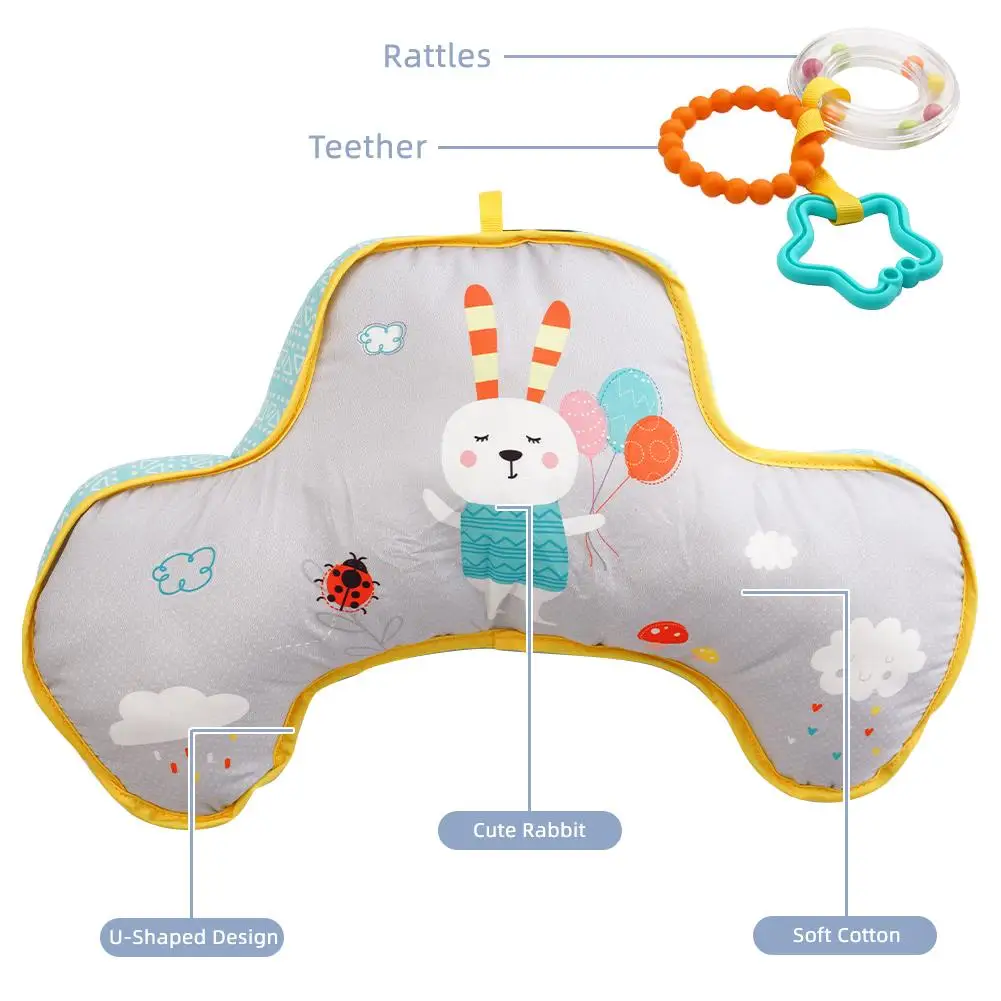 Almohada sensorial de doble cara para bebé, juguete de hora de barriga, almohadas de contraste alto, regalo de entrenamiento de cumpleaños, P2N7