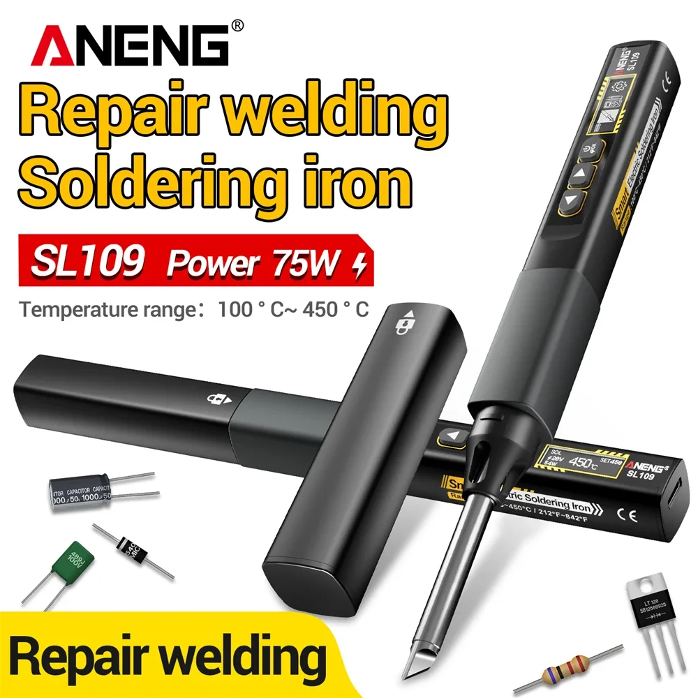 Smart Electric Soldering Irons 75W Adjustable Temperature Welding Solder Rework Station Heat Pencil Tip Repair Tools ANENG SL109