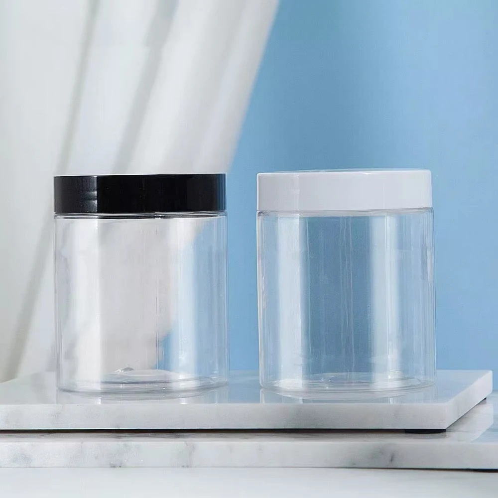 12 Uds. Tarro y tapas de plástico transparente de 50/100/150/200/250ml, tarro de crema cosmética para el cuidado de la piel, juego de viaje, botellas rellenables, tarros de almacenamiento