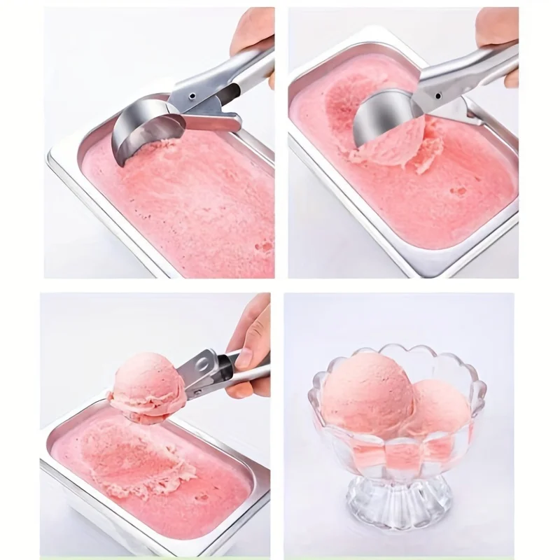 2-Piece Stainless Steel Ice Cream Scoop Set, Home Use Ice Cream & Fruit Scoop, Multi-Functional Kitchen Gadget