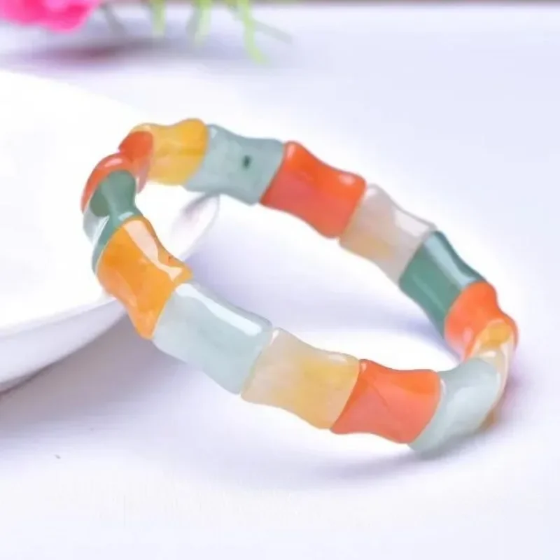 

Fashion and Popular Single-circle Hand Row with Jade Row Candy Color Women's Model