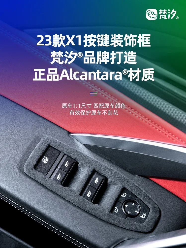 

For BMW X1 2023 Alcantara ABS Door Button Panel Decorative Frame Interior Patch