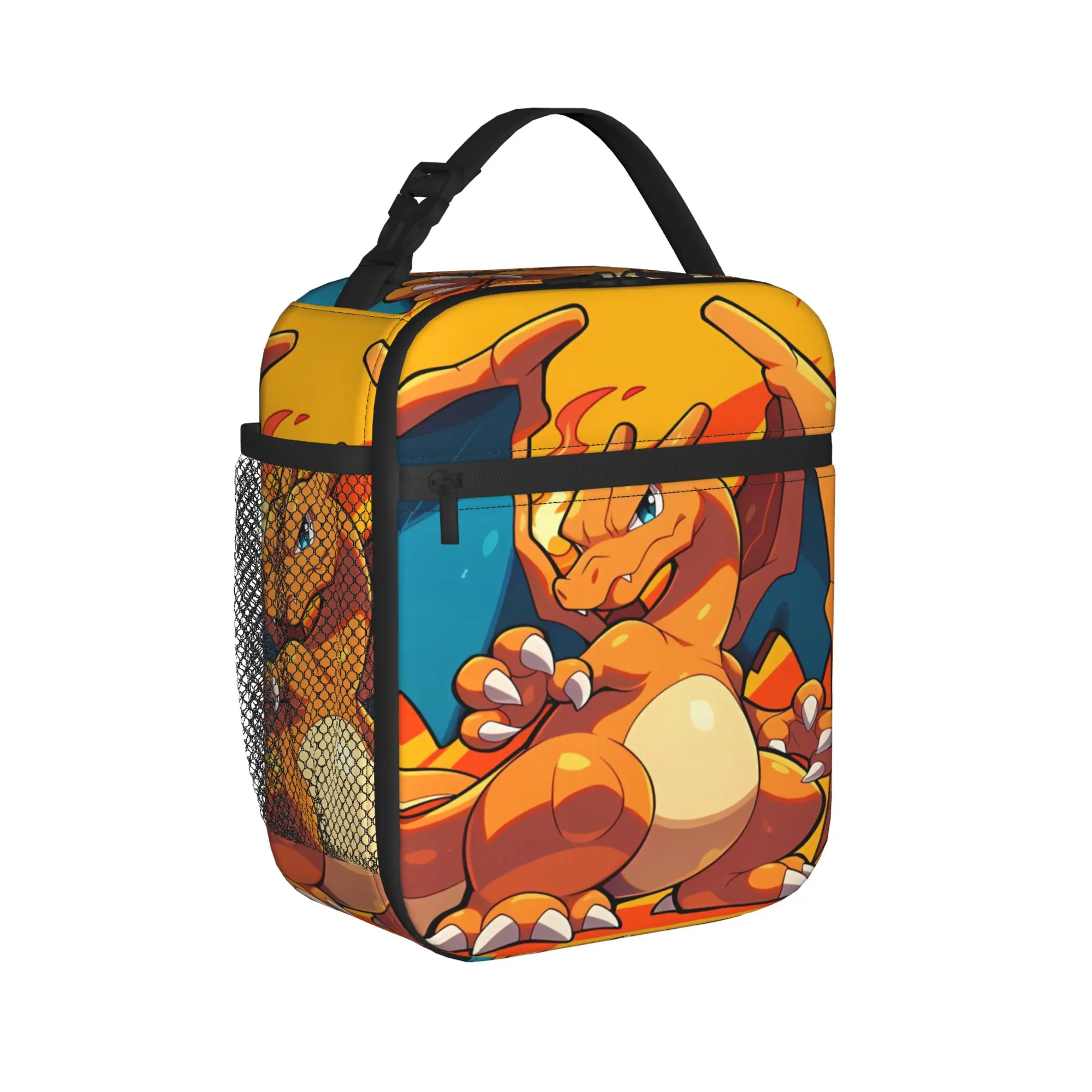 Charizard Fire Burst Manga Lunch Bag Travel Convenient Tote Food Bags For Unisex  Waterproof Graphic Cooler Bag