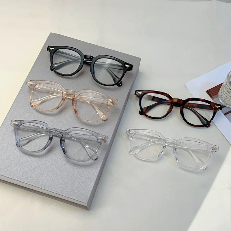 KAMMPT خمر النظارات المستديرة النساء موضة جديدة لون الحلوى حافة الضوء الأزرق حجب الإطارات البصرية النظارات العصرية الكورية نمط