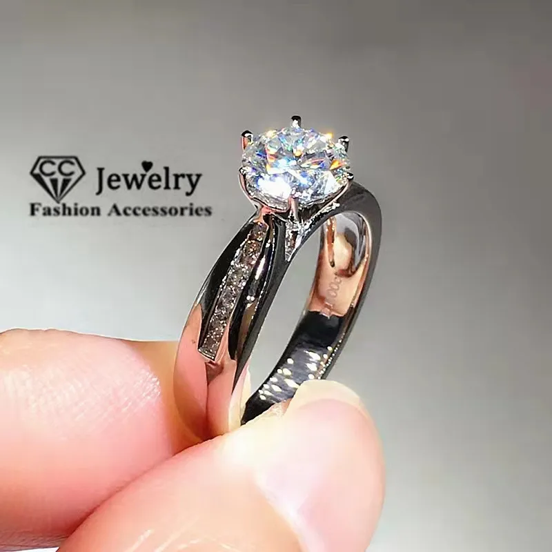 Anel cc banhado a ouro rosa, joias finas, noivado, casamento para mulheres, acessórios de moda, dropshipping, anel cc3158