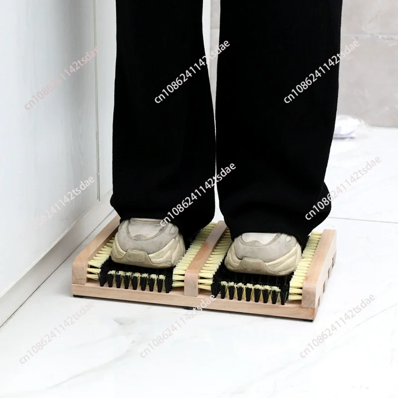 Home Shoe Shining Brush Cleaning Tool Lazy People Semi-automatic Solid Wood Outdoor Portable Shoe Shining Device