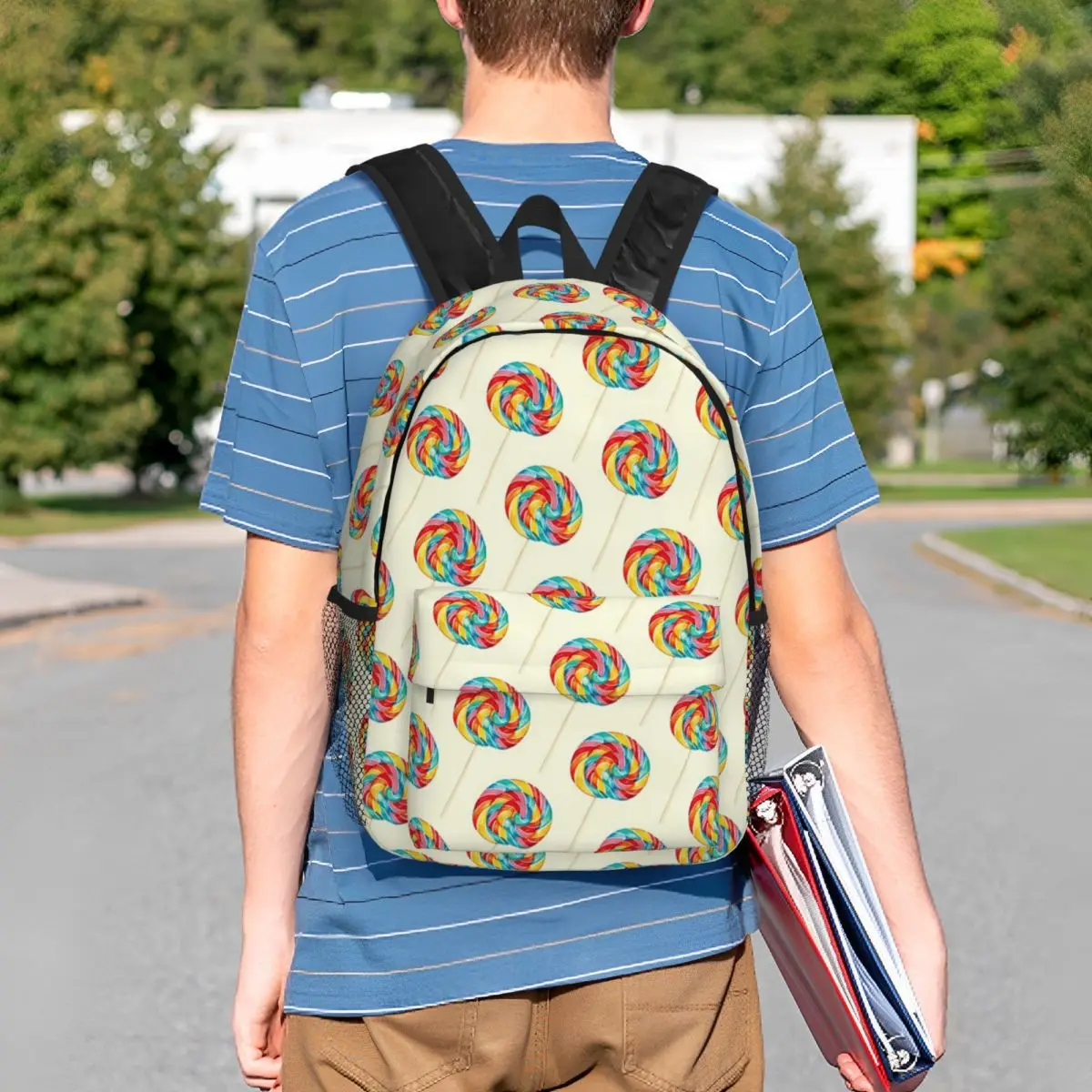 Colorful Candy Lollipop Themed Backpack Student BookBag Children School Bag Laptop Shoulder Bags for Boys Girls