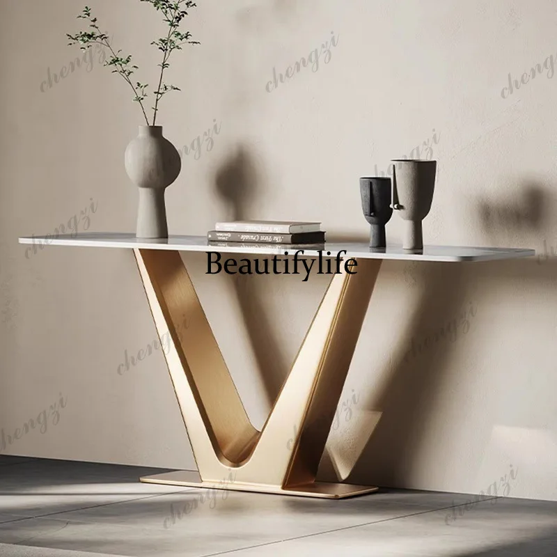 K182 Modern Italian Console Table Minimalist High Quality Metal Legs Designer Console Tables Glamour Premium Meuble Salon Furnit