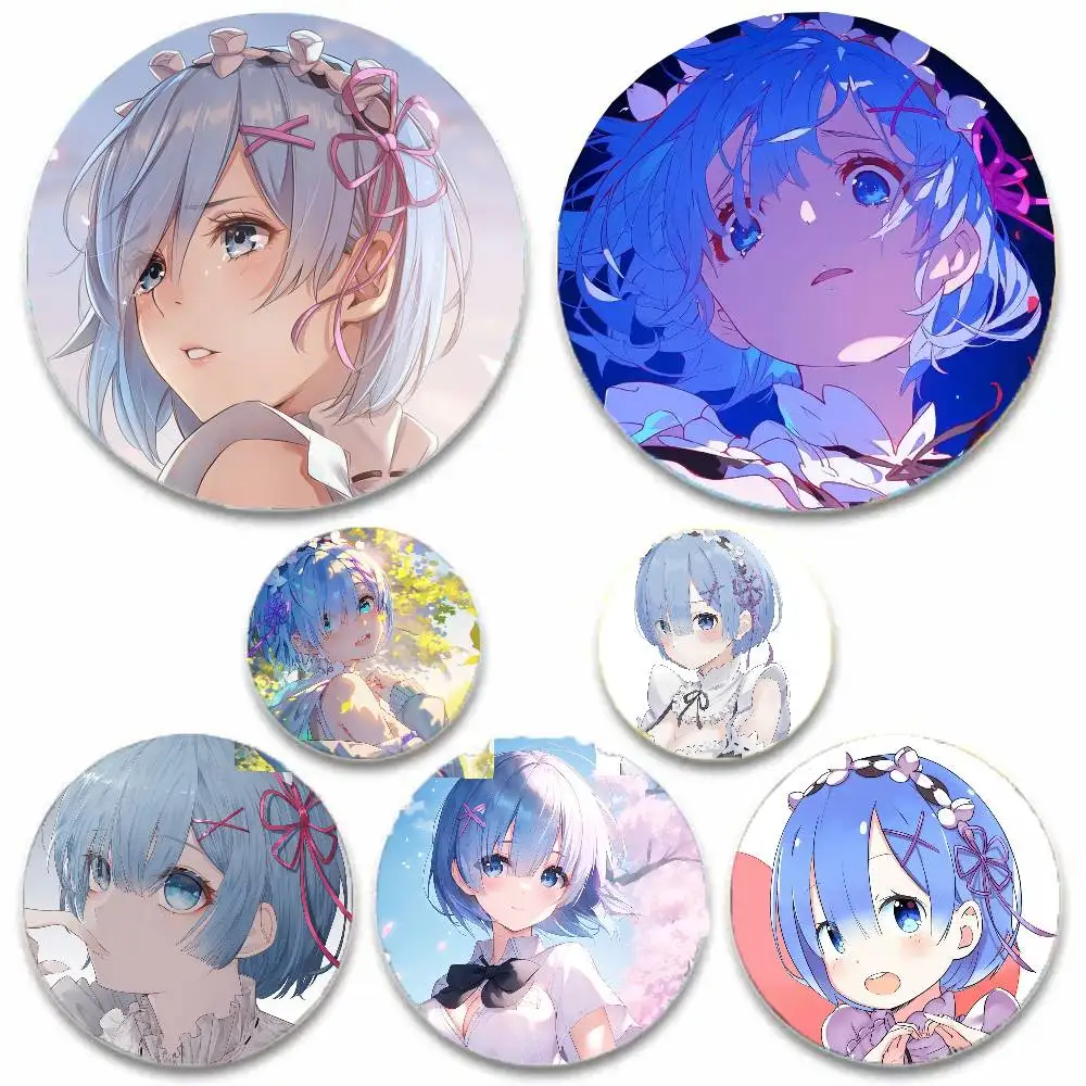Значки-броши в мультяшном стиле по аниме Re:Zero - Жизнь в другом мире, круглые эмалевые значки для украшения рюкзаков