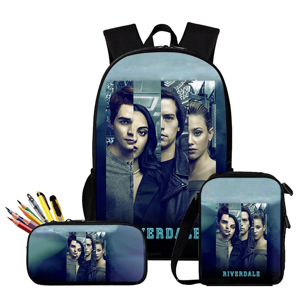 

Classic TV Riverdale Season 5 3D Print 3pcs/Set pupil School Bags Laptop Daypack Backpack Inclined shoulder bag Pencil Case