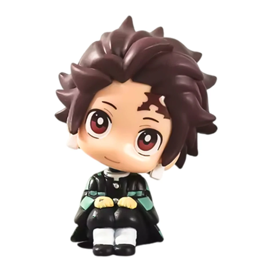 6 pièces Q Version démon Slayer anime assis fantôme poupée Tanjiro Nidouzi Inosuke Zenizu Figure figurine film modèle jouets poupée