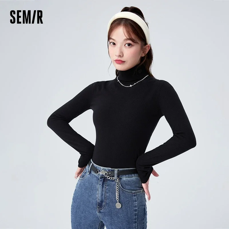 

Semir Sweater Women Embroidered Simple Sweater Casual Temperament Winter Basic Versatile Pullover Turtleneck Bottoming Shirt