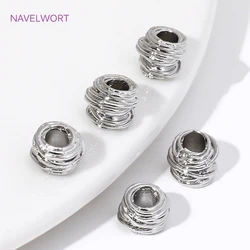 Wholesale 18K Gold Plated Brass Irregular Spacer Beads Metal Stripe Loose Beads For DIY Bracelet Necklace Jewelry Accessories