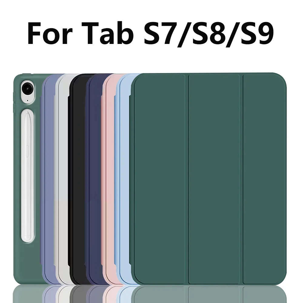 

Чехол для Samsung tab S7/S8/S9/S9FE SM-X510/X516B, складной ультратонкий чехол-подставка из искусственной кожи с мягкой силиконовой задней панелью