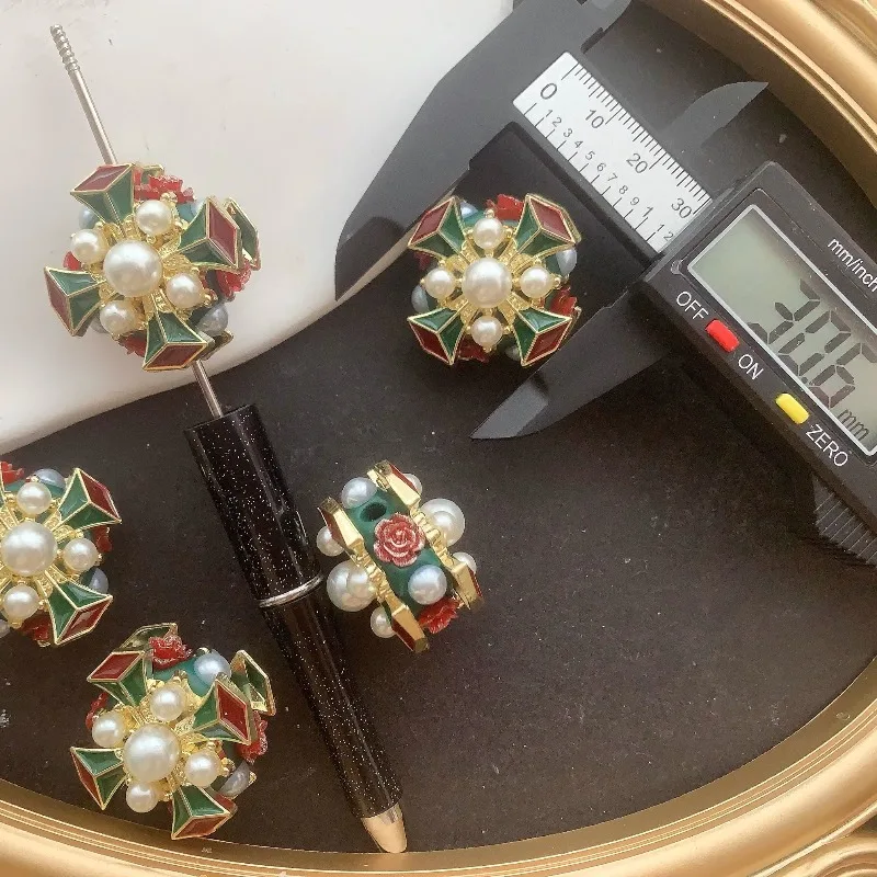 Fancy Beads Hand MadeIns Handmade New Christmas Color Fancy Beads Moe Bead Pen Diy Nepalese Pottery Mud Beads Snowflake Butterfl