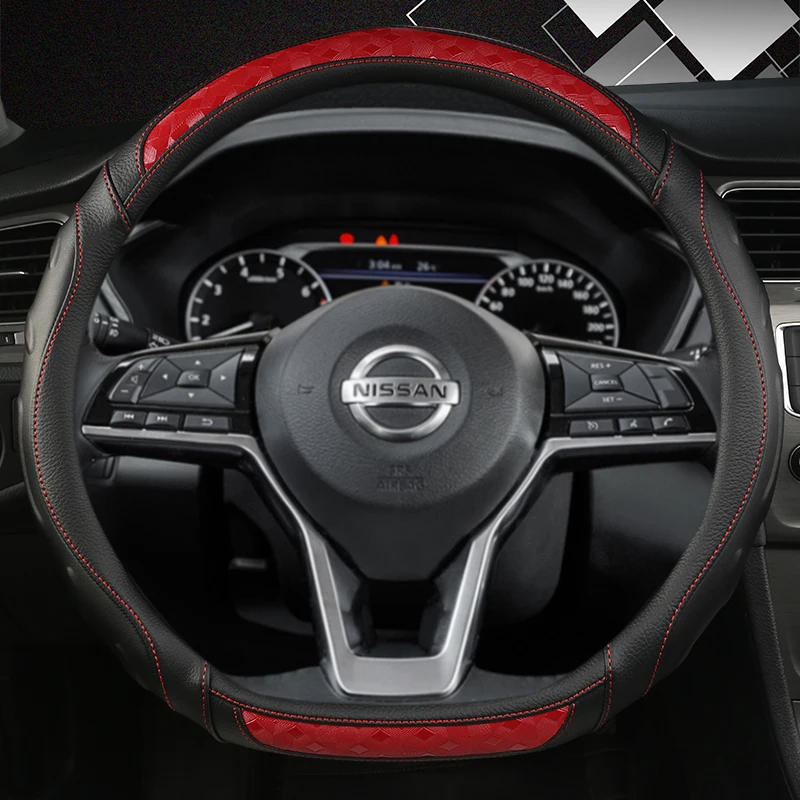 D Shape Car Steering Wheel Cover For Nissan X-Trail Qashqai March Serena Micra Kicks 2017-2019 Altima Teana 2019 Sentra 2022