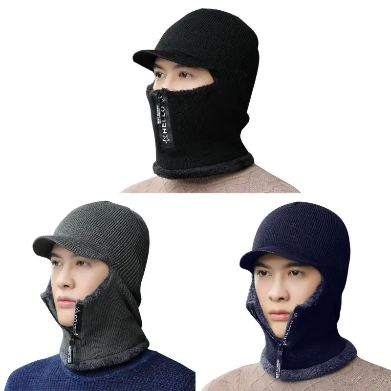 

P88A Hooded Hat Scarf Winter Warm Motorcycle Balaclava Knitted Beanie Trapper Hat