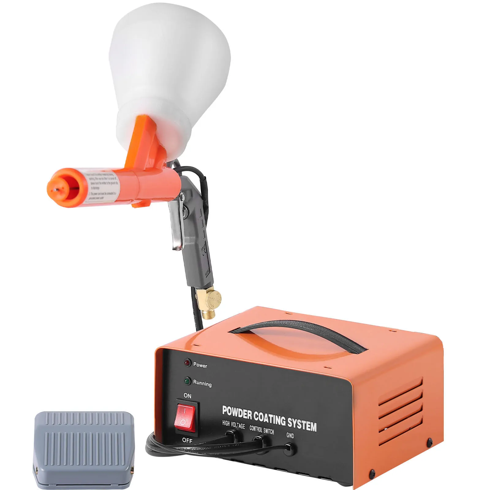 

SucceBuy Powder Coating System 50KV Electrostatic Output Powder Coating Kit with Foot Switch Spray Gun Nozzles and Powder Cups