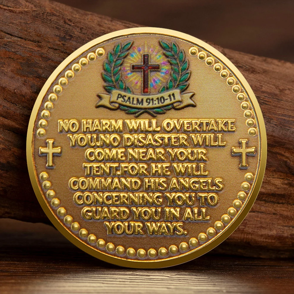 Law Enforcement Guardian Spirit Commemorative Coin - Archangel's Sword Michael Medal - Gold Plated Souvenir Coin