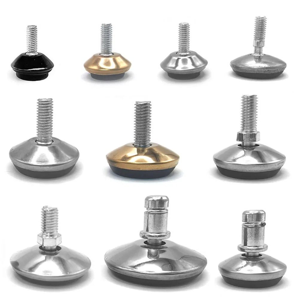 4Pcs Adjustable Metal Furniture Levelers Feet Leg M6x15mm Thread Screw Black/Silver/Gold For Cabinet Table Chair Machine Base