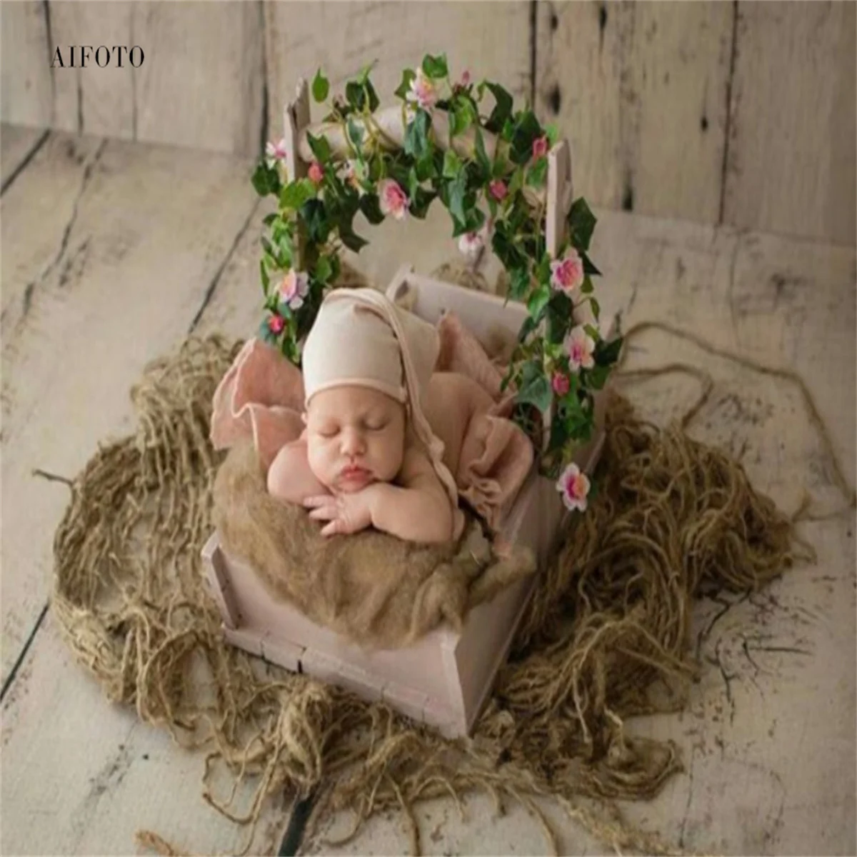 Newborn Photography Props Weaving Hemp Rope Linen Cloth for Baby Studio Chunky Burlap Layer Net Photo Prop Mat Accessories