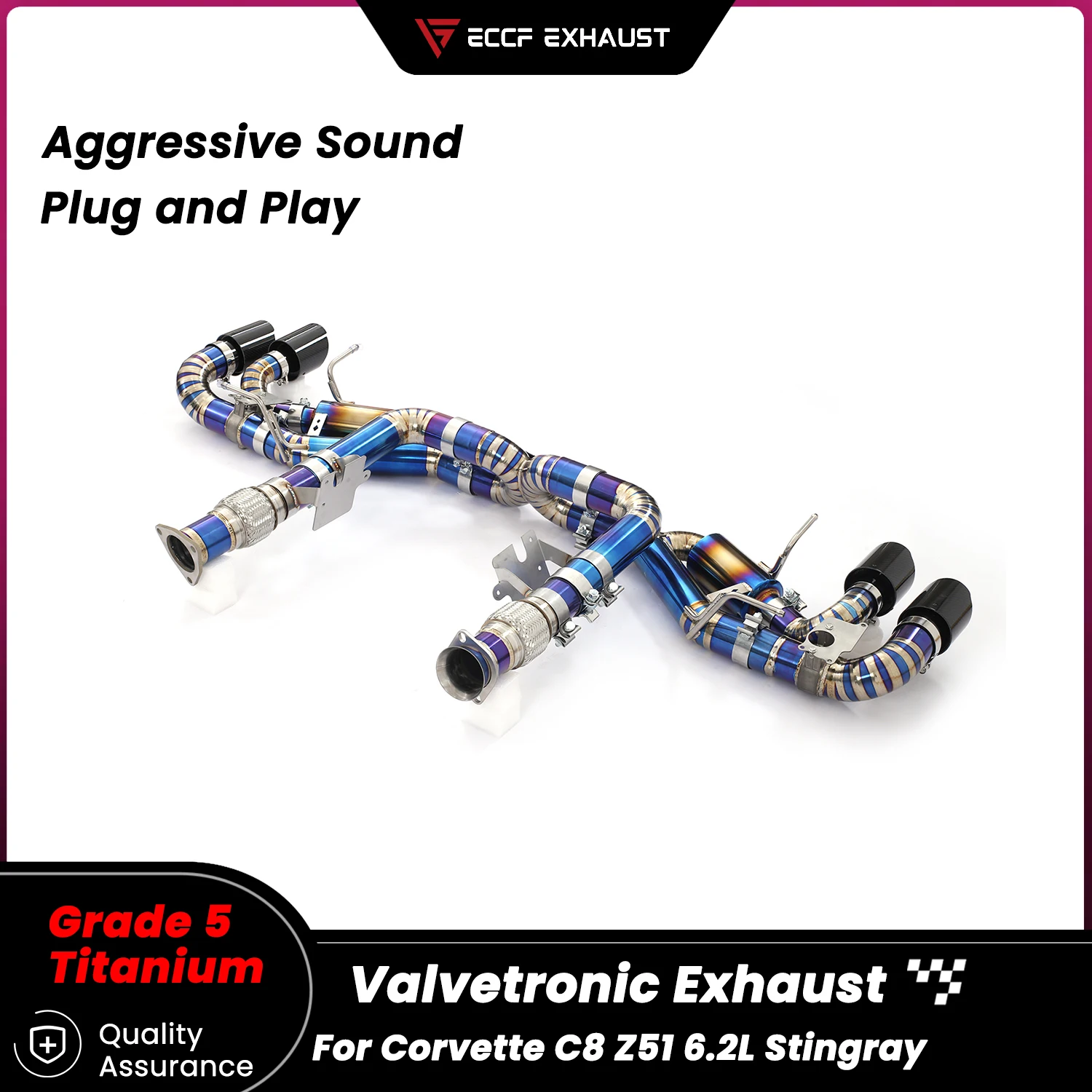 

Sporty OEM Valved TItanium Catback Exhaust for Corvette C8 Z51 6.2L Stingray Aggressive Exhaust Sound Easy Installation