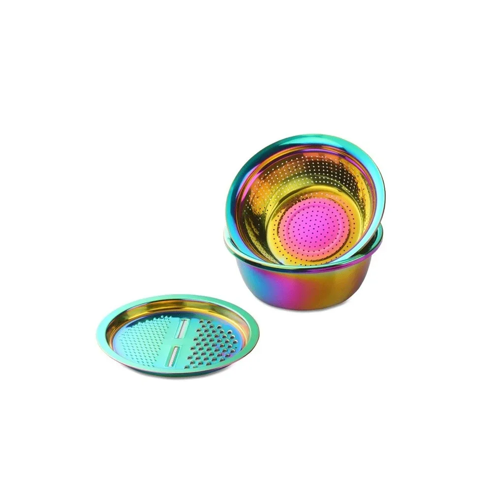 Kitchen Garlic Press Tool Stainless Steel Drain Pot Strainer Basket Vegetable Slicer Food Chopper Cutter Grater