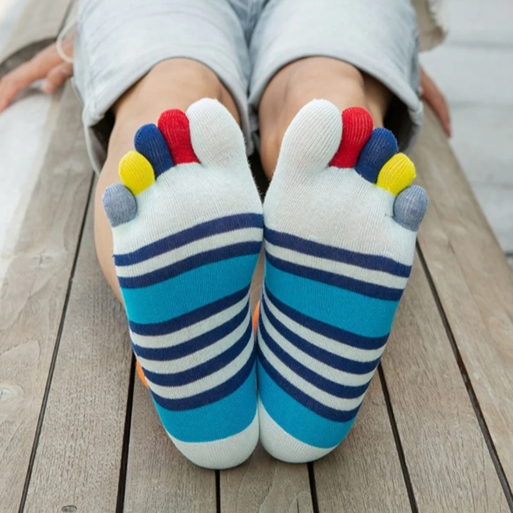 

1 Pair of EU39-44 Five Toe Socks Mesh Cotton Five Finger Socks Anti Friction Breathable No Show Ankle Socks Walk