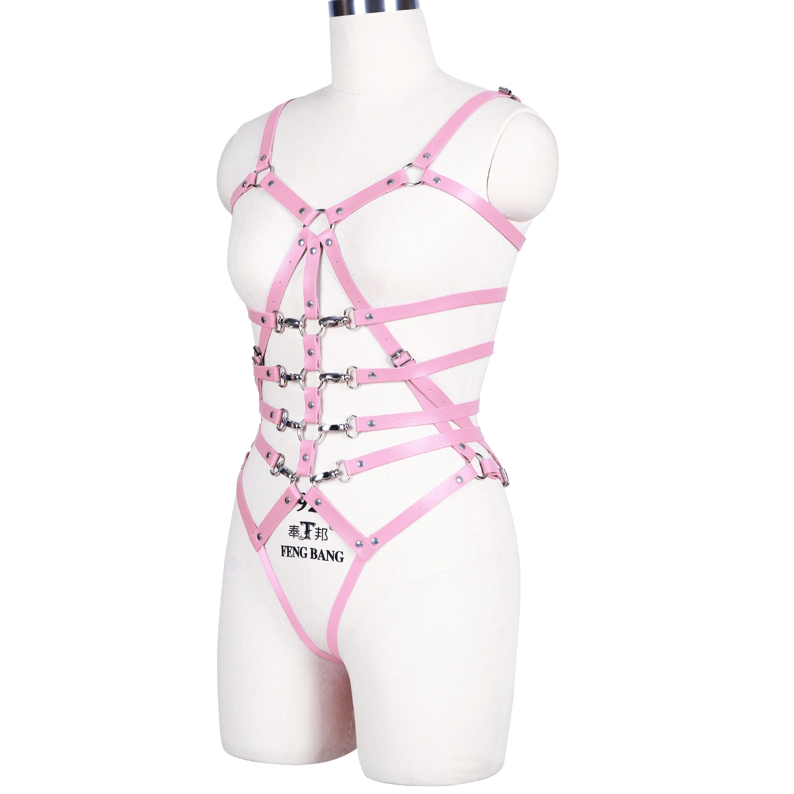 Pink Leather Harness Set Sexy Body Bondage Erotic BDSM Lingerie Harajuku Straps Leg Garters Belt Harness Erotic Stocking Belt