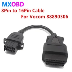 Diagnostic Tool Car Cable 8Pin to 16 Pin Cable for Volvo Vocom 88890306 Truck Heavy Duty OBD Adapter Connectors OBDII Scanner