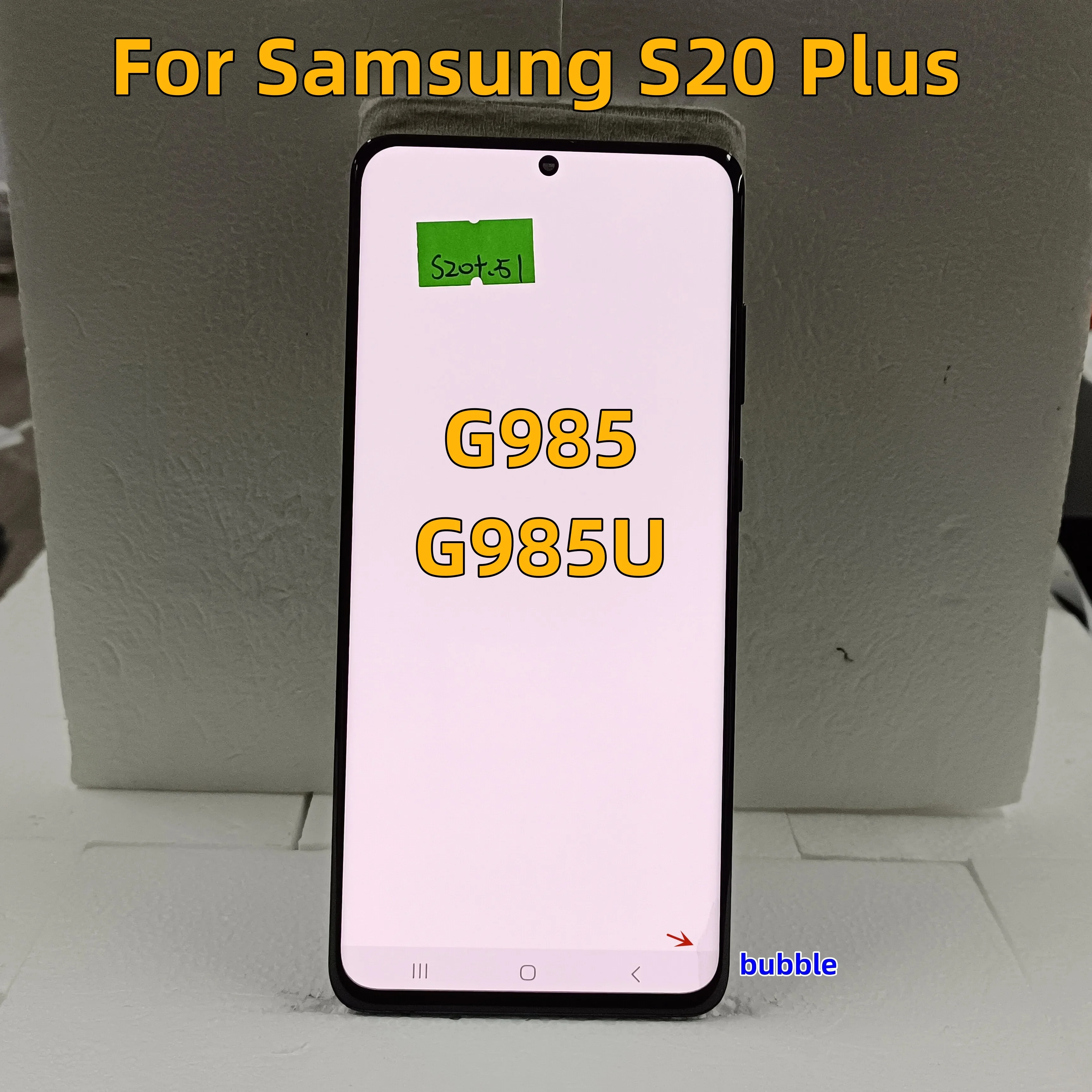 

100% Work AMOLED Display For Samsung Galaxy S20 Plus G985A G985U G985F/DS LCD Touch Screen Digitizer Assembly ,With Defects