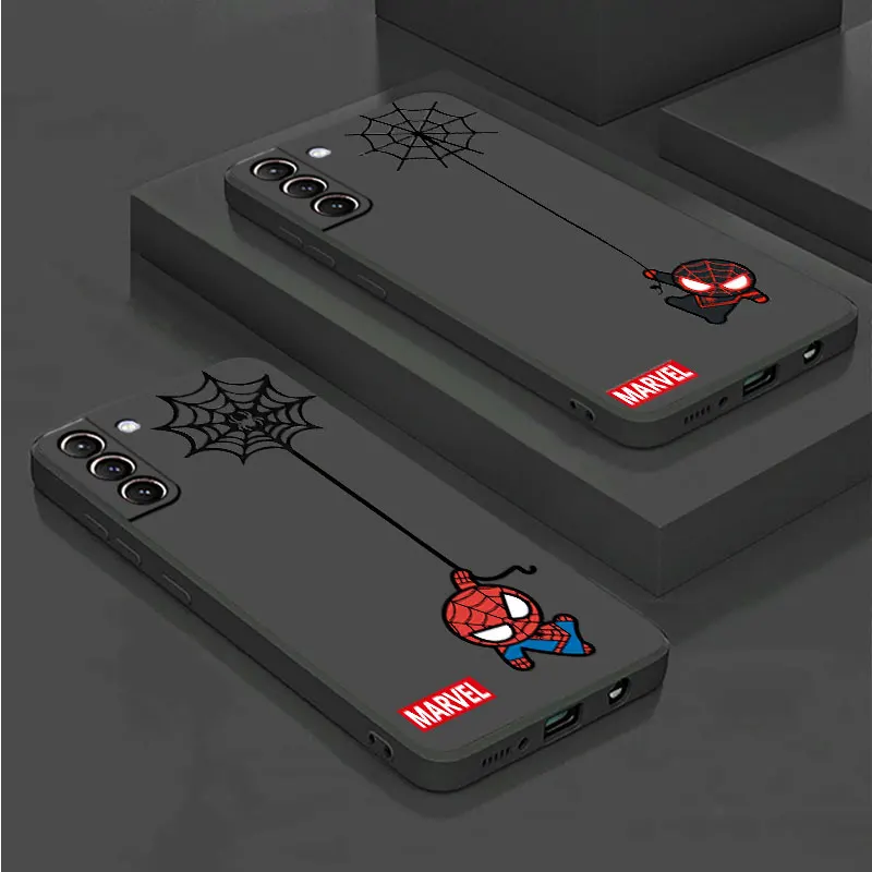 Spiderman Marvel Cute Case For Samsung Galaxy S23 Ultra S22 5G S21 FE S20 Plus S10 4G Note20 10Lite Black Soft Phone Cover