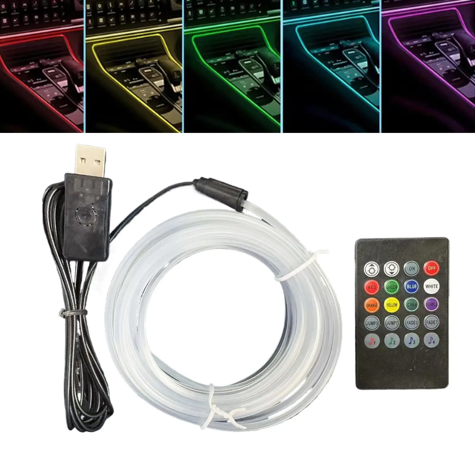 Car Interior Ambient Lighting USB Voice-controlled LED Ambient Lights Strip RGB Auto Interior Lamp Strip For Auto Interior deco