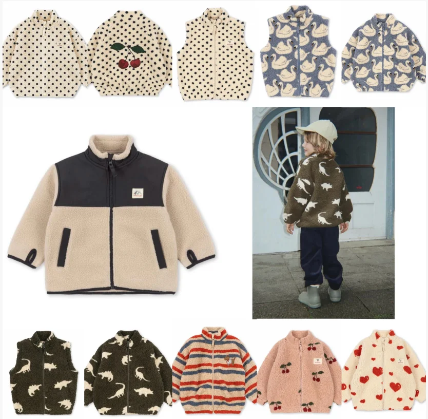 Children's Jacket 2026 Winter New Fashion Fleece Thickened Warm Boys and Girls Coat Cotton Turtleneck Outside Wear Vest Trousers