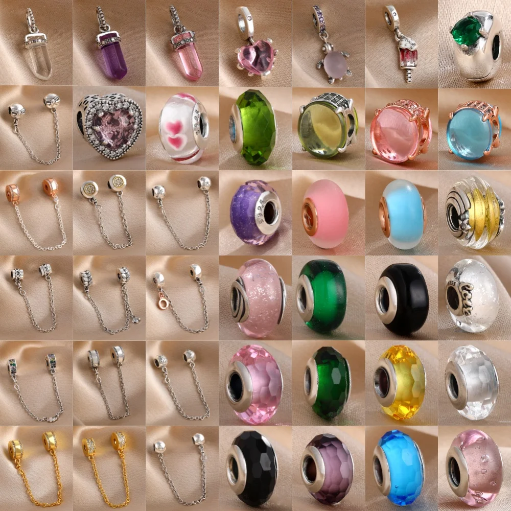 

Новое модное серебро 925, стеклянные бусины, подвеска из мороженого, защитная цепочка, оригинальный браслет, аксессуары «сделай сам», изысканные ювелирные изделия