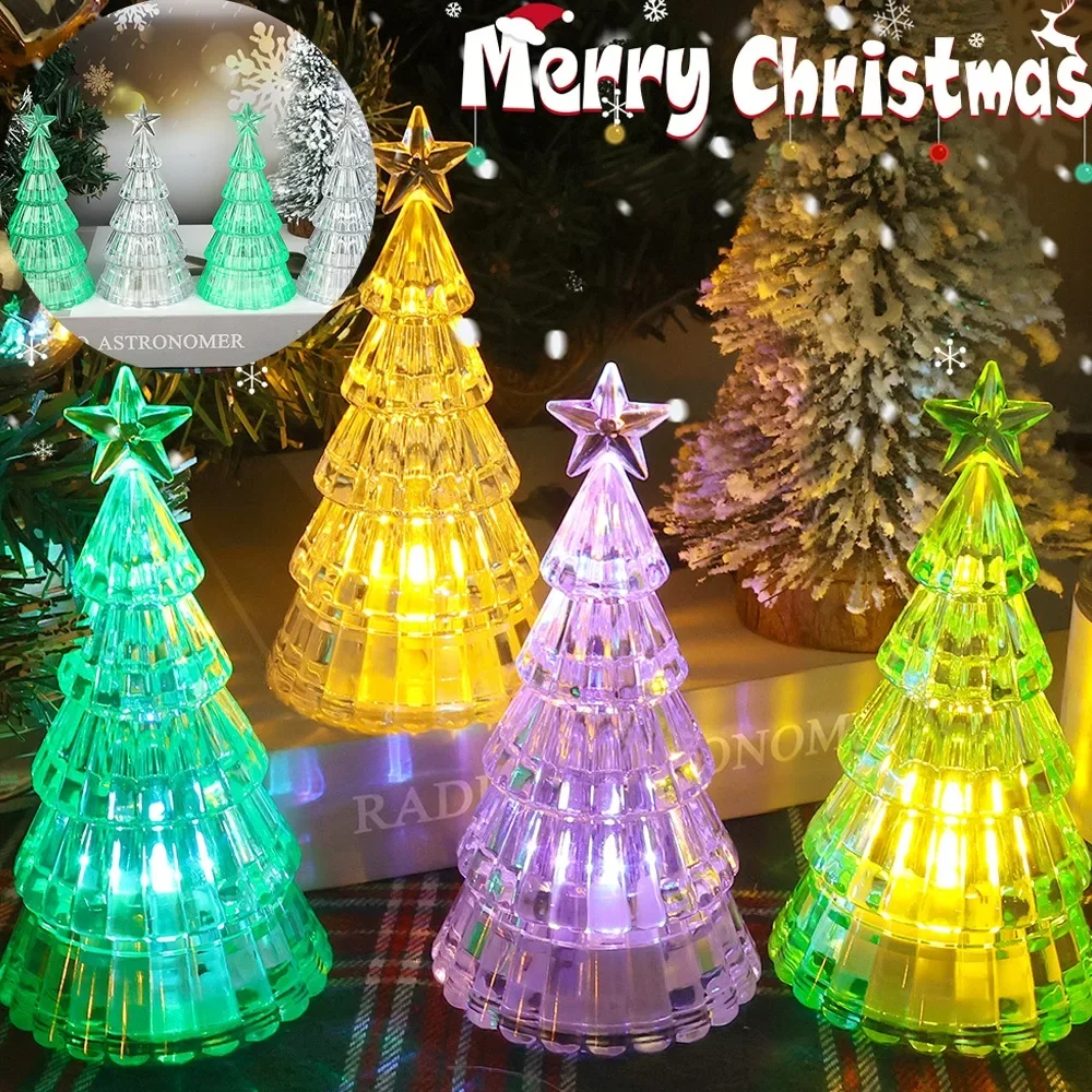 

1PCS Glowing Christmas Tree Night Light Plastic LED Electronic Lamps Tabletop Luminous Kids Gifts Home Party Decoration Supplies