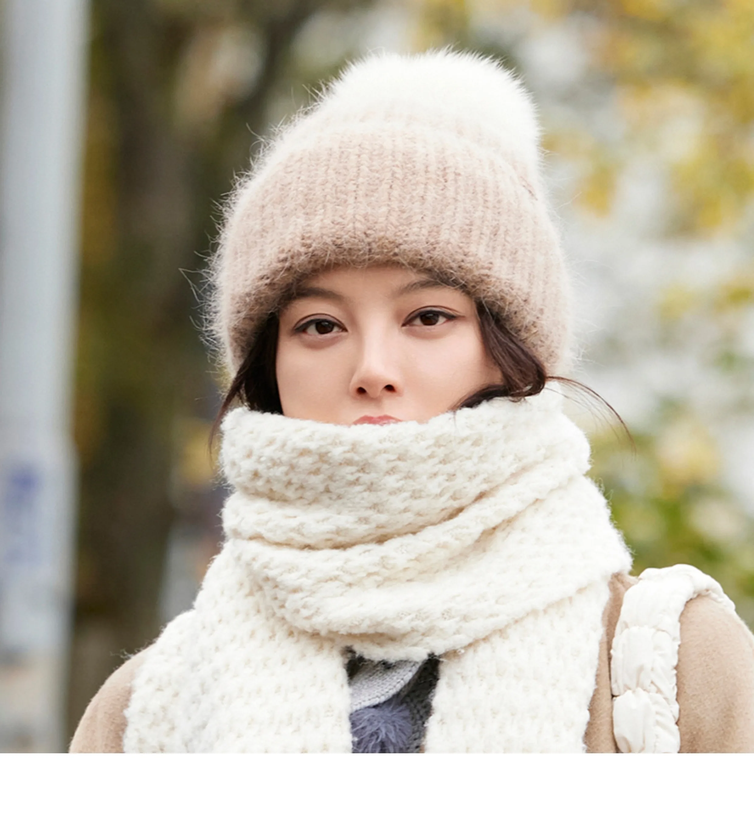 Sombrero de punto de lana de cabeza grande para mujer, Bola de Pelo de zorro, cálido e informal, suelto, coreano, Otoño e Invierno