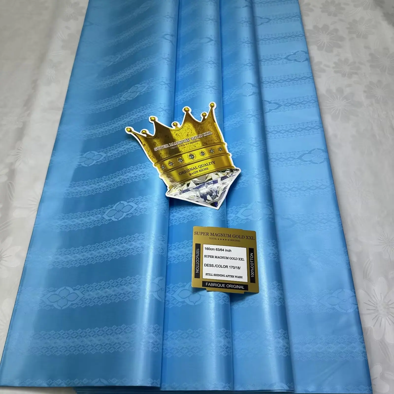 2025 การออกแบบล่าสุด 5 เมตรคุณภาพสูง Bazin Riche ผ้าผ้าแอฟริกัน 100% ผ้าฝ้าย Guinea Bazin Brode ผ้าสําหรับชุด