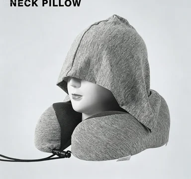 Contour Support Anti-static Modern cozy Wearable Hoody Travel Pillow for car bus  airport office