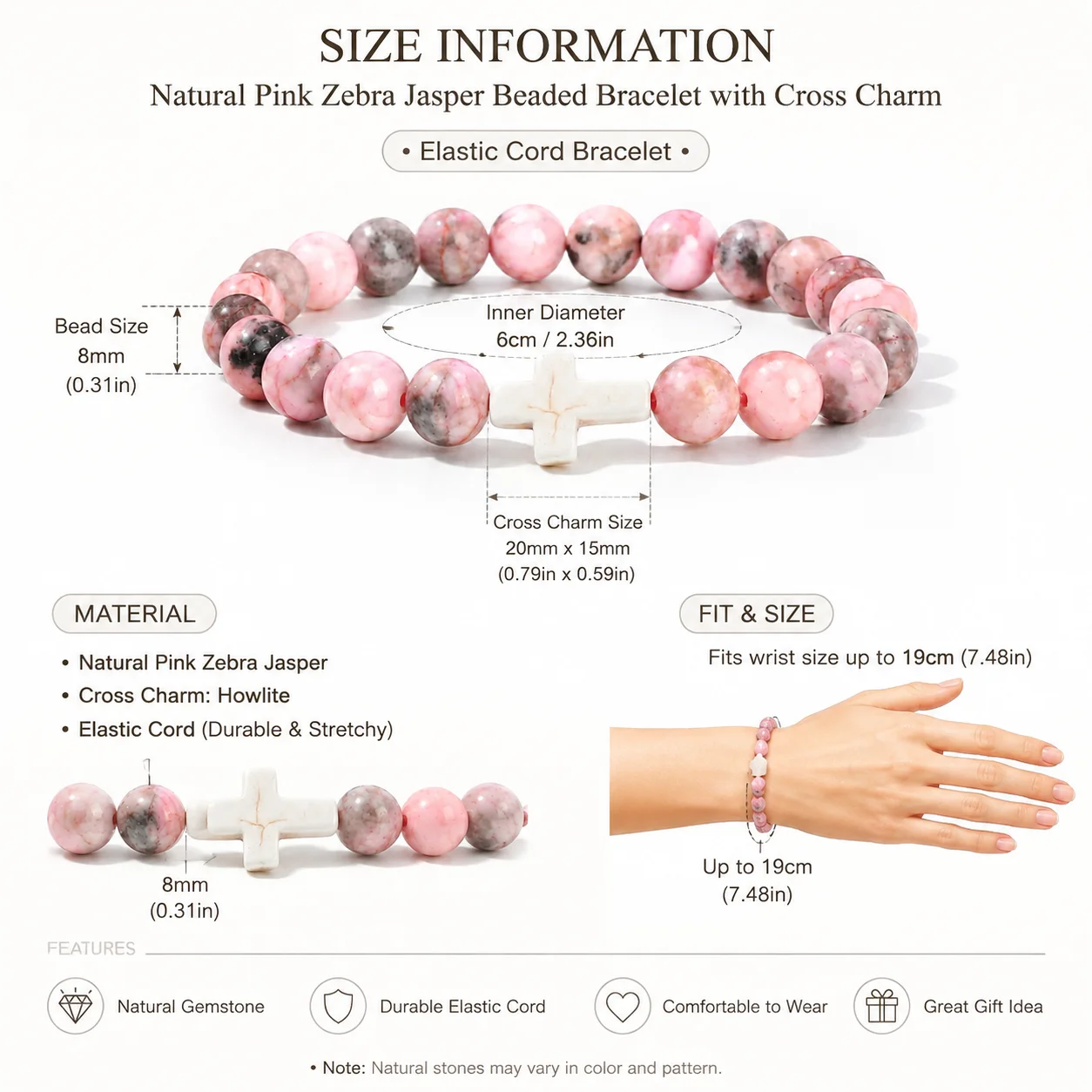 Prayer Men Natural Stone Wood Beads Rosary Hematite Cross Bracelets Onyx Meditation Bracelet Women Yoga Jewelry Homme Pulsera