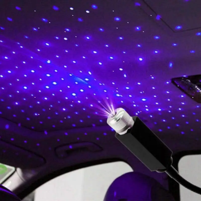 USB Car Interior Atmosphere Star Sky Lamp Ceiling Roof Light Car Ambient Light LED Projector Mini LED Car Roof Star RED Light - view 2