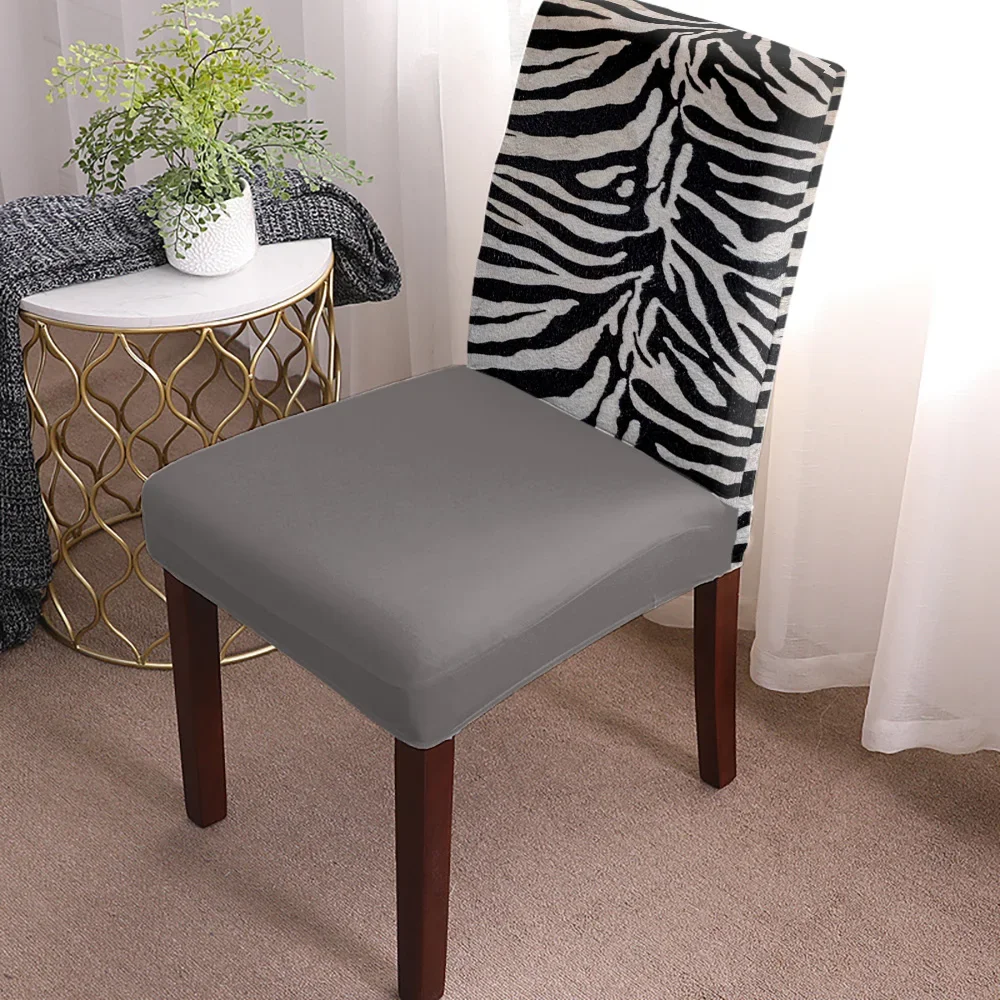 Animal Zebra Fur Texture Pattern Chair Cover Set Kitchen Dining Stretch Spandex Seat Slipcover for Banquet Wedding Party