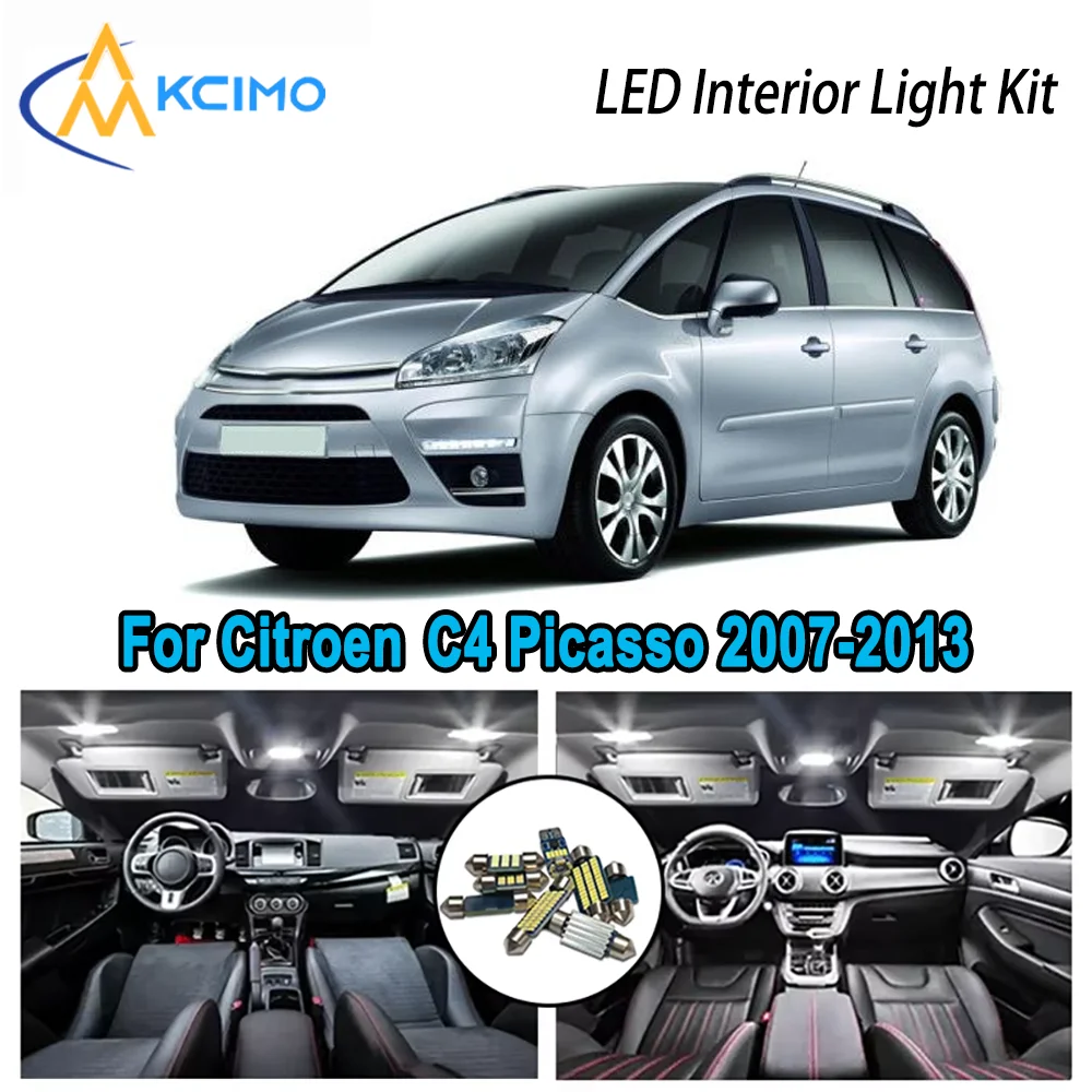 

High-Quality LED Interior Kit for Citroen C4 Picasso Grand Picasso 1 MK1 2007-2013 Error-Free Dome Map Trunk Automotive Lamps