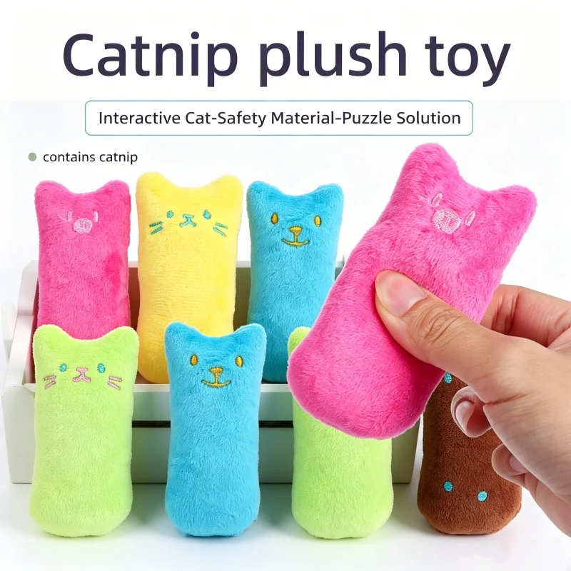 Squeaky Plush Catnip Cat Toy Soft Teething Chew Stick for Kitten Interactive Teeth Grinding Bite Toy for Indoor Cats Pet Supplie