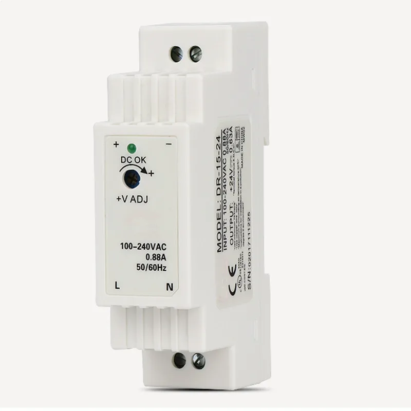 1PC 15W Single Output 5V 12V 15V 24V Input 100-240VAC 50/60Hz Din Rail Mounting Industrial Switching Industrial Power Supply