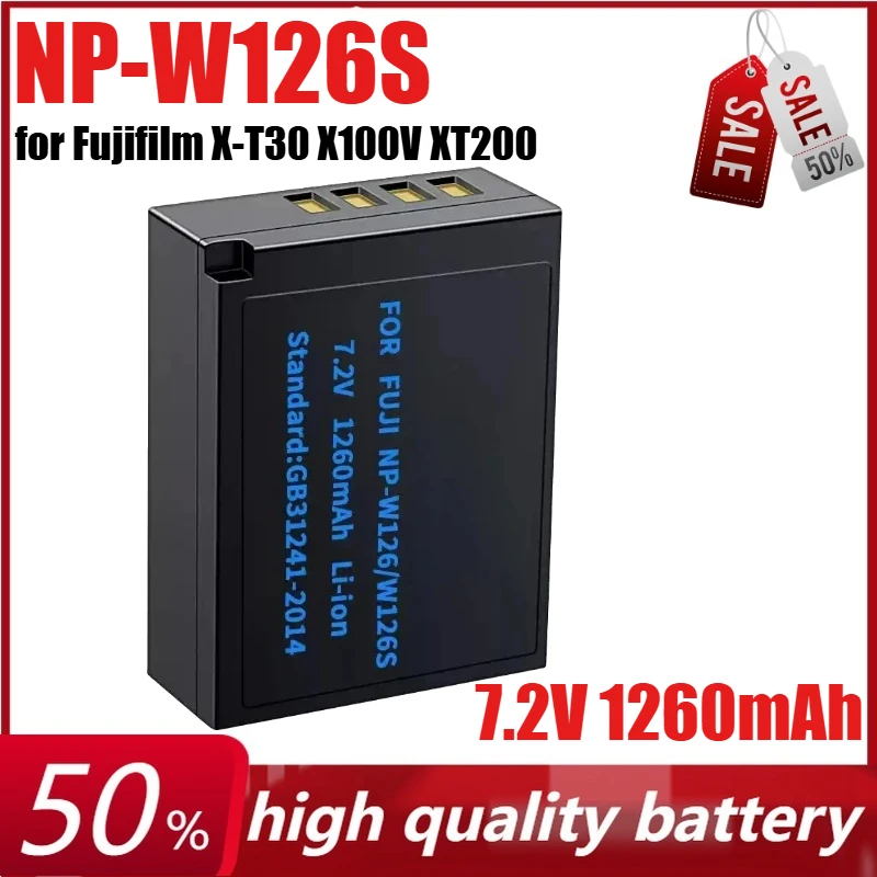 

NP-W126S 7.2V 1260mAh Battery for Fujifilm X-T30 X100V XT200 Mark Ⅱ X-M5 Camera + USB Charger