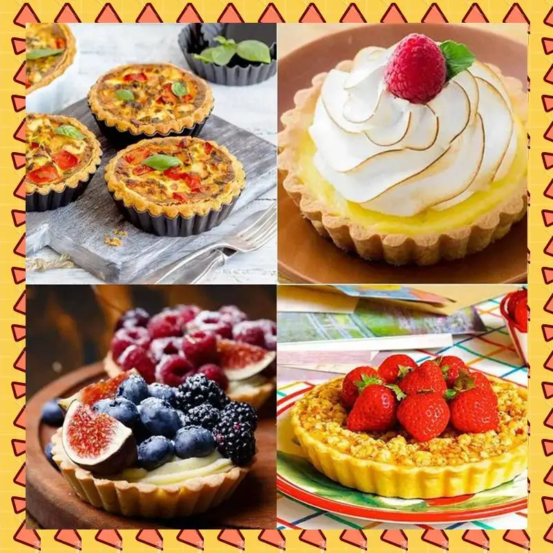 A008 18Pcs 4In/10Cm Mini Pie Muffin Cupcake Pans Non-Stick Tart Quiche Flan Pan Mold Removable Loose Bottom Round Bakeware