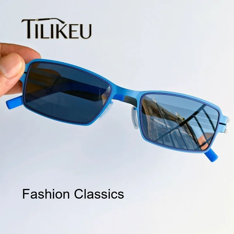 New Men's German Screwless Sunglasses Modish Vintage Square Eyewear Women Luxury Designer Driving Polarized Sun glasses UV400 2