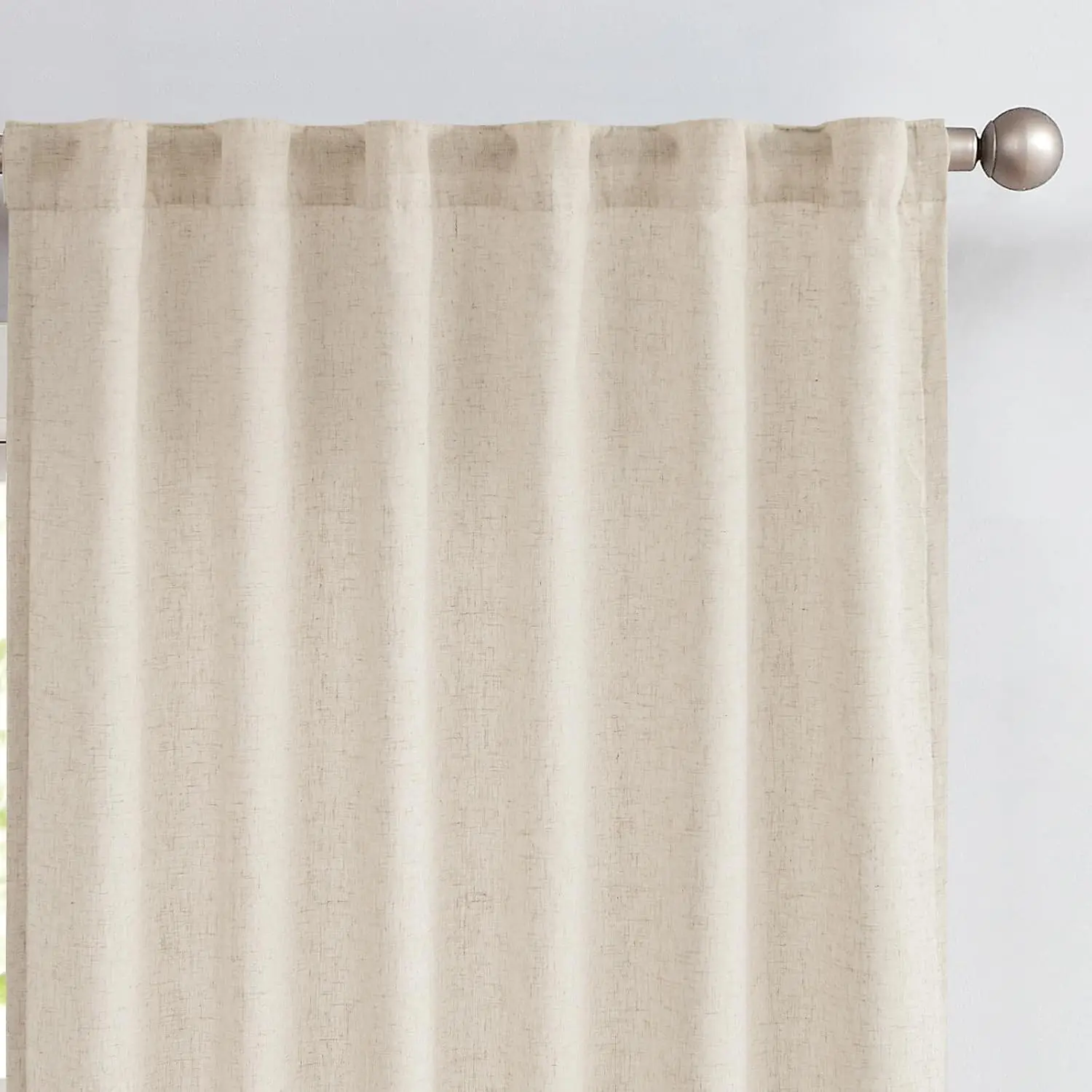 

Extra Wide Sliding Door Curtain 84 Inch Length with White Privacy Lining Natural Linen Curtain for Patio Door Living Room